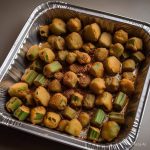 Catering-size Cajun fried okra prepared by Poboys Kitchen in San Francisco