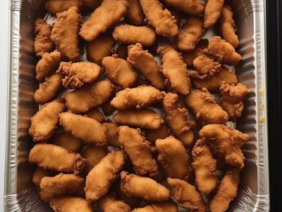 Catering-size chicken strips prepared by Poboys Kitchen in San Francisco