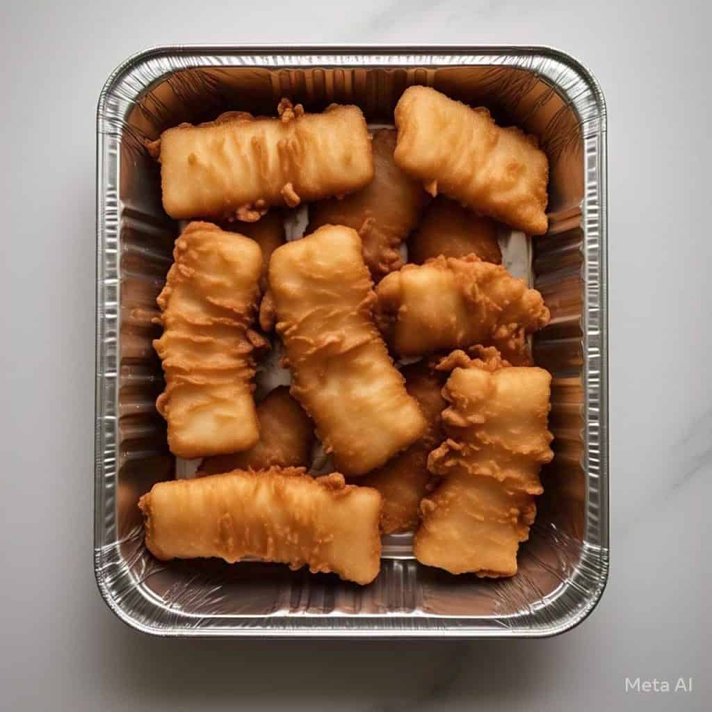 Catering-size fried cod fish fillet prepared by Poboys Kitchen in San Francisco