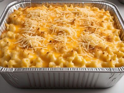 Catering-size mac and cheese prepared by Poboys Kitchen in San Francisco