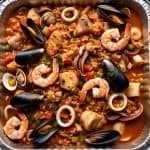 Catering-size seafood jambalaya prepared by Poboys Kitchen in San Francisco
