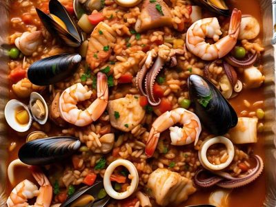 Catering-size seafood jambalaya prepared by Poboys Kitchen in San Francisco