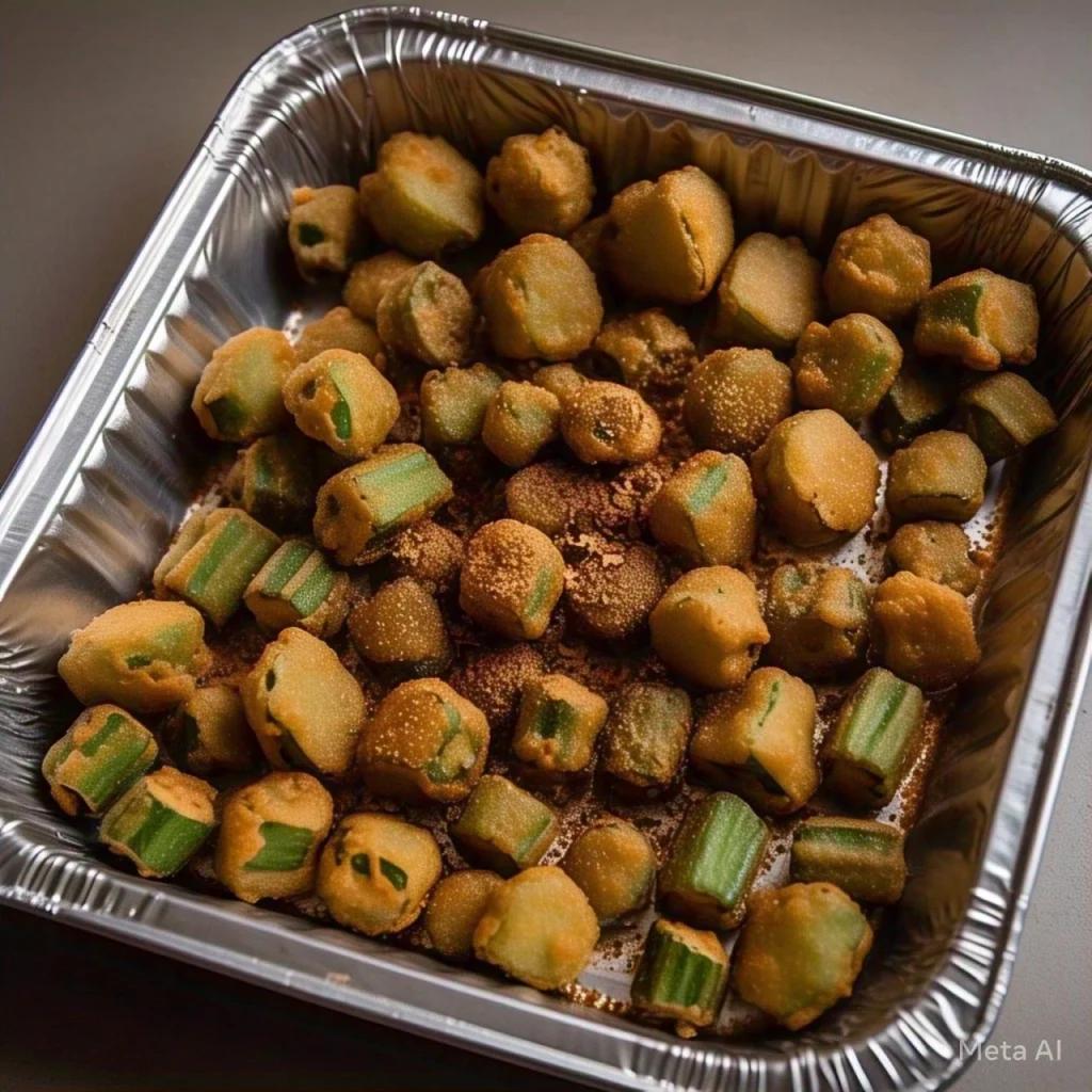 Cajun fried okra catering tray from Po’Boys Kitchen