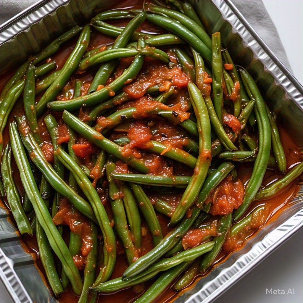 Catering-size Southern green beans prepared by Poboys Kitchen in San Francisco