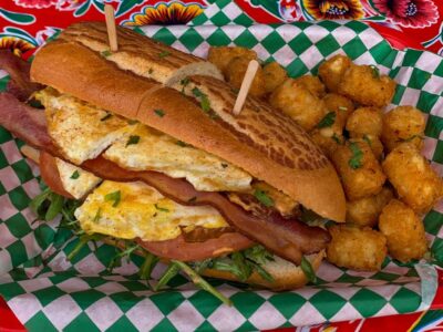 Breakfast po’boy sandwich served at Poboys Kitchen in San Francisco