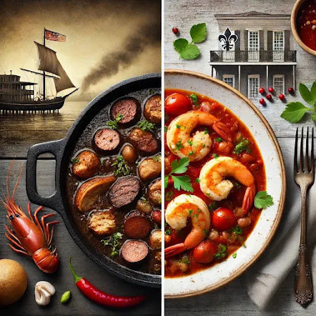 Half and half plate with jambalaya and shrimp and grits served at Poboys Kitchen in San Francisco