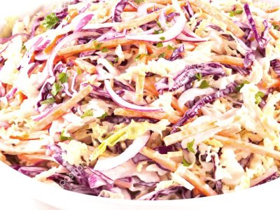 Coleslaw served at Poboys Kitchen, a Cajun and Creole restaurant in San Francisco