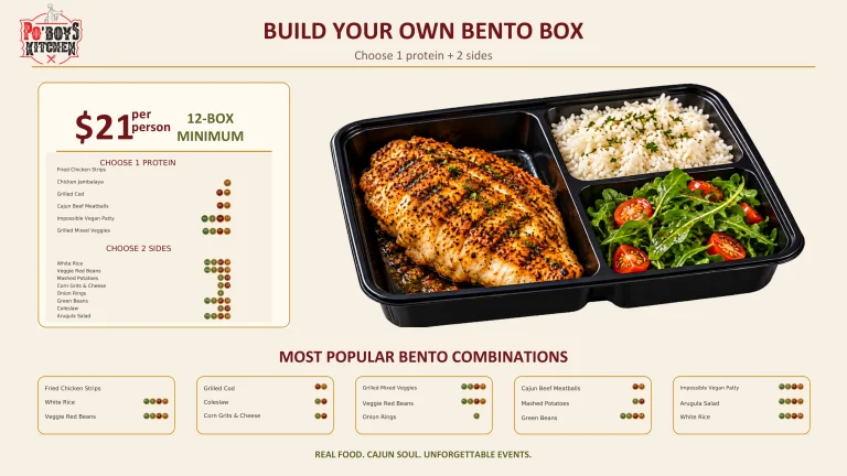 Cajun and Creole catering presentation by Po'Boys Kitchen in San Francisco